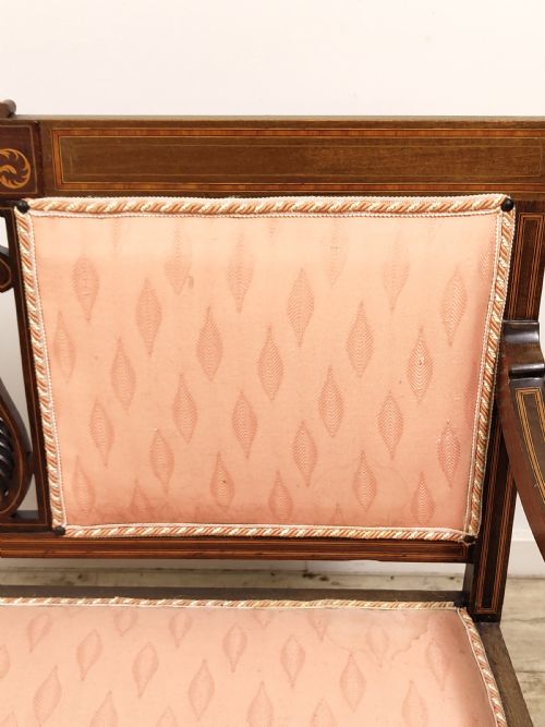 ANTIQUE EDWARDIAN TWO SEATER SALON SETTEE BENCH - ADDITIONAL PHOTO 13