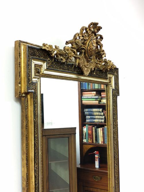 LARGE ANTIQUE EARLY 19TH CENTURY GILT GESSO WALL PIER MIRROR - ADDITIONAL PHOTO 11