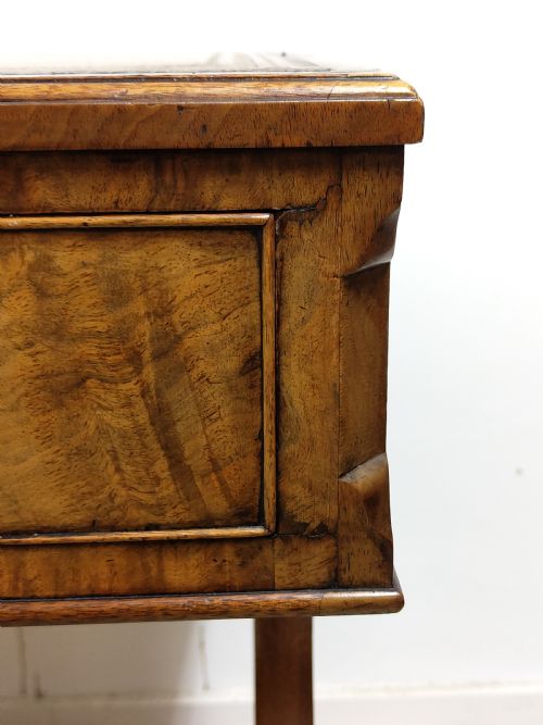 ANTIQUE LATE 19TH CENTURY BURR WALNUT LEATHER TOP WRITING OFFICE DESK WITH LYRE ENDS - ADDITIONAL PHOTO 3