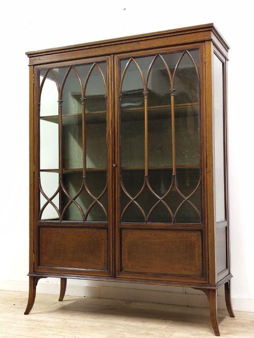 ANTIQUE EDWARDIAN MAHOGANY GLAZED ECCLESIASTICAL CABINET - ADDITIONAL PHOTO 12