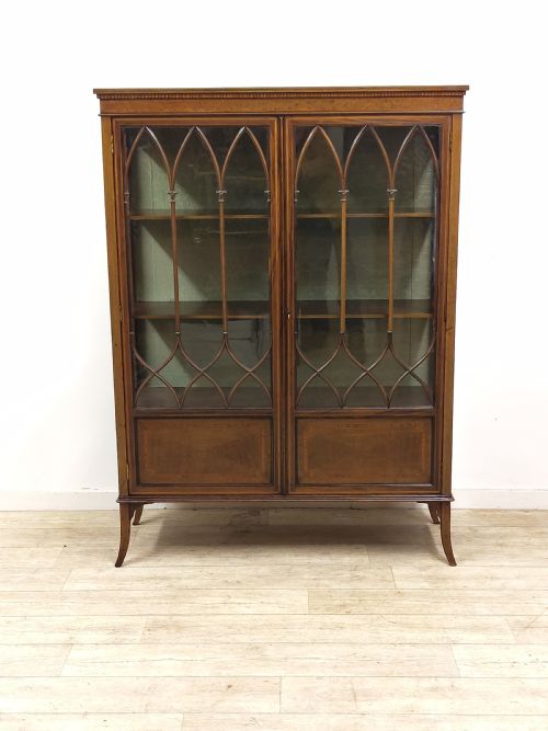 ANTIQUE EDWARDIAN MAHOGANY GLAZED ECCLESIASTICAL CABINET - ADDITIONAL PHOTO 14