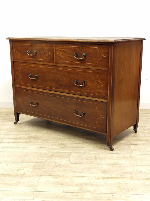 antique edwardian mahogany inlaid dressing chest of drawers - CATEGORY: ANTIQUE CHEST OF DRAWERS - DATED EDWARDIAN
