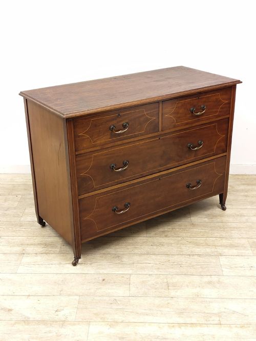ANTIQUE EDWARDIAN MAHOGANY INLAID DRESSING CHEST OF DRAWERS - ADDITIONAL PHOTO 1