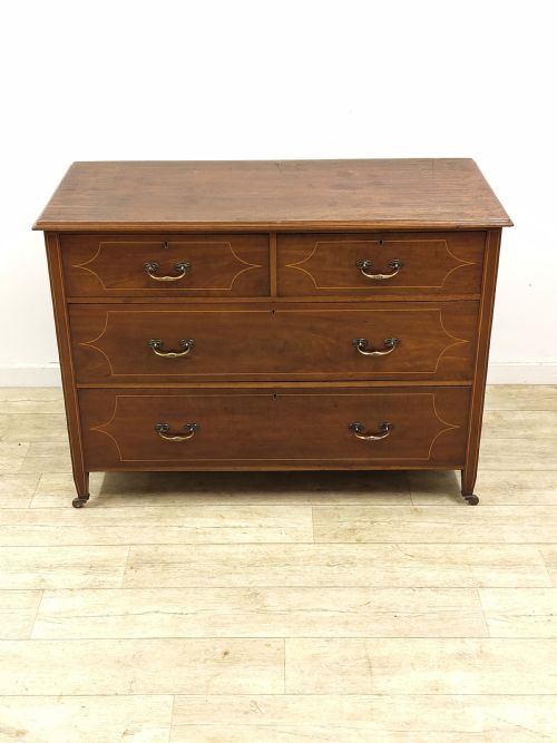 ANTIQUE EDWARDIAN MAHOGANY INLAID DRESSING CHEST OF DRAWERS - ADDITIONAL PHOTO 2
