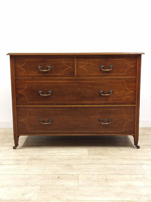 ANTIQUE EDWARDIAN MAHOGANY INLAID DRESSING CHEST OF DRAWERS - ADDITIONAL PHOTO 3