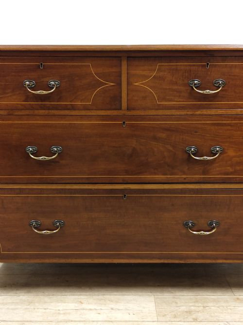 ANTIQUE EDWARDIAN MAHOGANY INLAID DRESSING CHEST OF DRAWERS - ADDITIONAL PHOTO 4