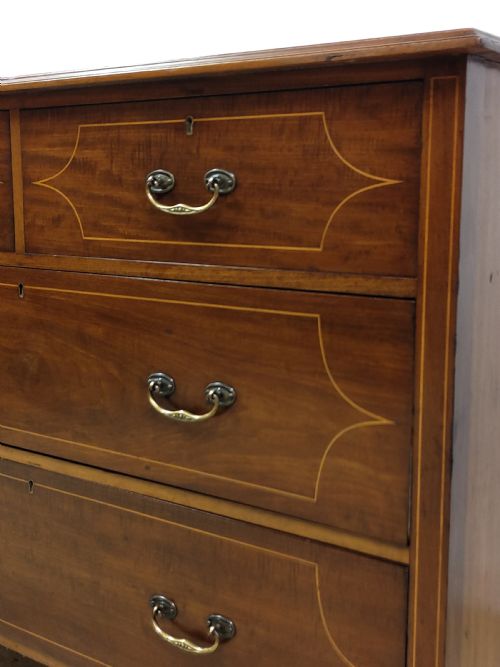 ANTIQUE EDWARDIAN MAHOGANY INLAID DRESSING CHEST OF DRAWERS - ADDITIONAL PHOTO 5