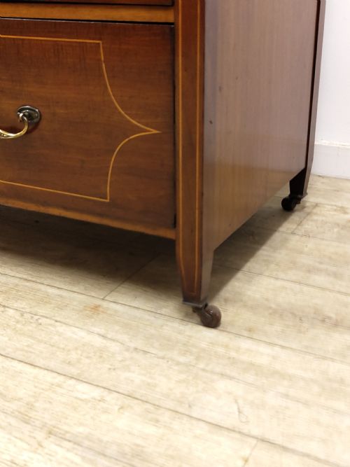 ANTIQUE EDWARDIAN MAHOGANY INLAID DRESSING CHEST OF DRAWERS - ADDITIONAL PHOTO 6