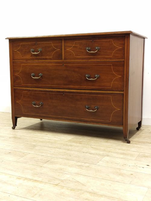 ANTIQUE EDWARDIAN MAHOGANY INLAID DRESSING CHEST OF DRAWERS - ADDITIONAL PHOTO 7