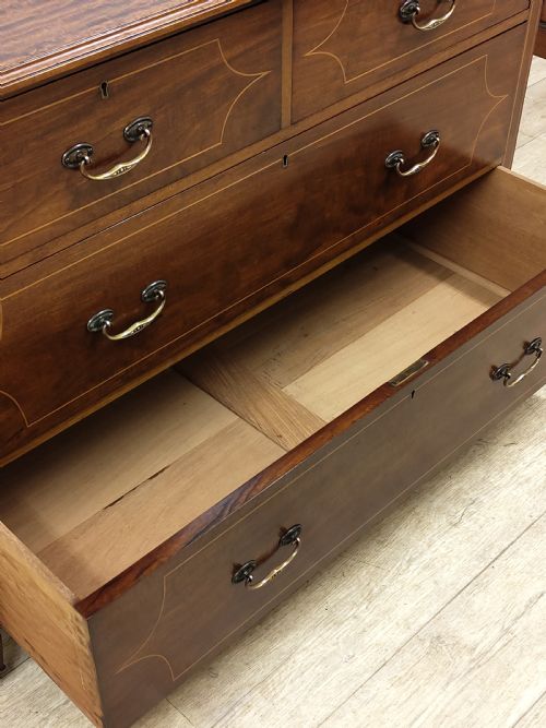 ANTIQUE EDWARDIAN MAHOGANY INLAID DRESSING CHEST OF DRAWERS - ADDITIONAL PHOTO 8