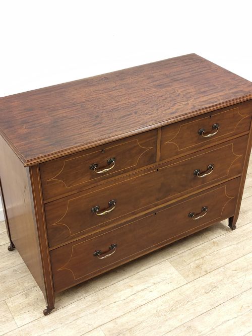 ANTIQUE EDWARDIAN MAHOGANY INLAID DRESSING CHEST OF DRAWERS - ADDITIONAL PHOTO 10