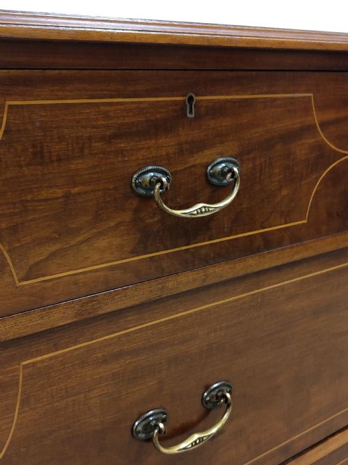 ANTIQUE EDWARDIAN MAHOGANY INLAID DRESSING CHEST OF DRAWERS - ADDITIONAL PHOTO 11