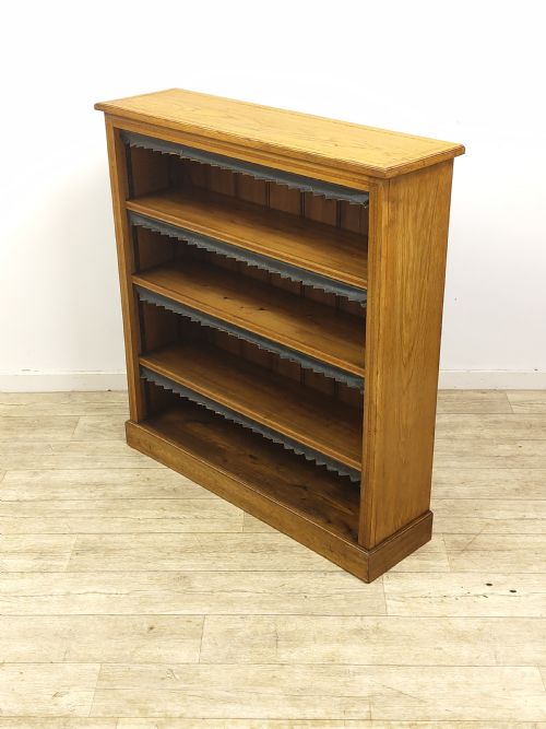 ANTIQUE VICTORIAN GOLDEN OAK INLAID OPEN BOOKCASE - ADDITIONAL PHOTO 1