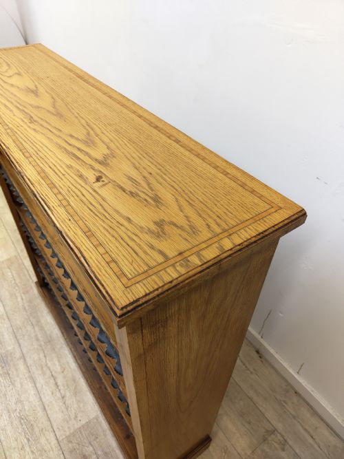 ANTIQUE VICTORIAN GOLDEN OAK INLAID OPEN BOOKCASE - ADDITIONAL PHOTO 10