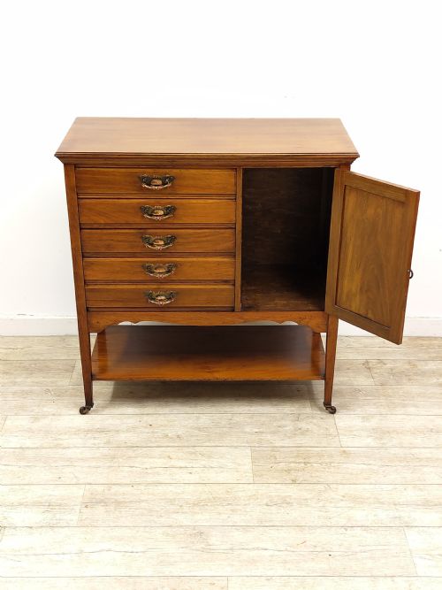 ANTIQUE EDWARDIAN SOLID WALNUT MUSIC SHEET MULTI DRAWER CABINET - ADDITIONAL PHOTO 9