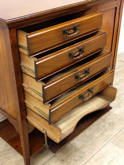 ANTIQUE EDWARDIAN SOLID WALNUT MUSIC SHEET MULTI DRAWER CABINET - ADDITIONAL PHOTO 10