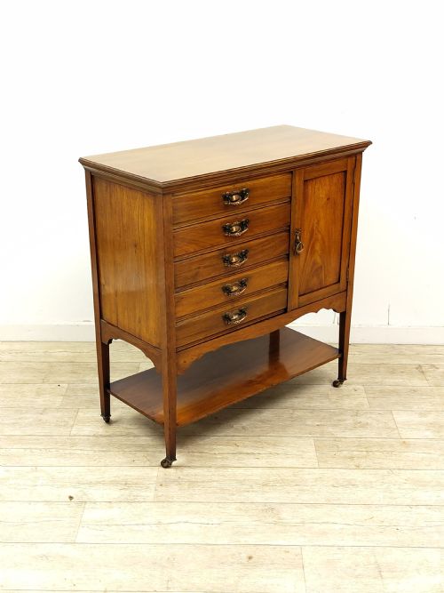 ANTIQUE EDWARDIAN SOLID WALNUT MUSIC SHEET MULTI DRAWER CABINET - ADDITIONAL PHOTO 16