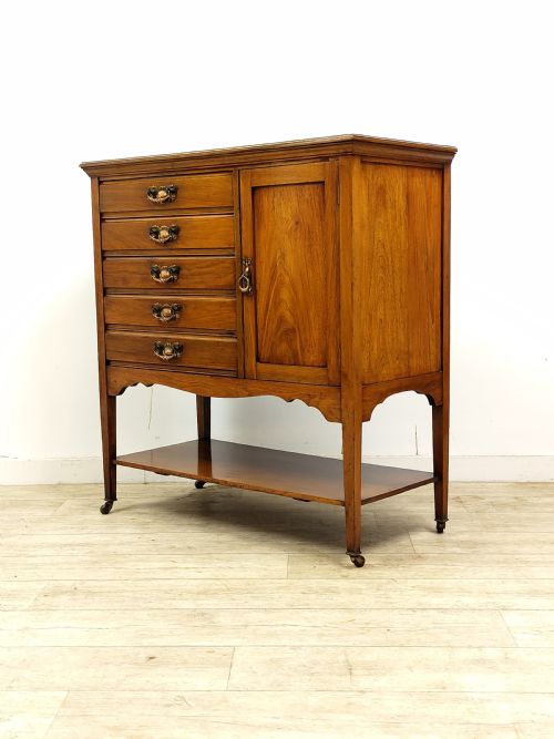 antique edwardian solid walnut music sheet multi drawer cabinet - CATEGORY: ANTIQUE CABINETS - DATED EDWARDIAN