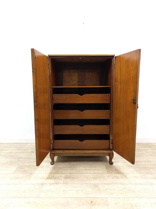 DIMINUTIVE ANTIQUE EDWARDIAN BOOKMATCHED BURR WALNUT TALLBOY WARDROBE - ADDITIONAL PHOTO 6