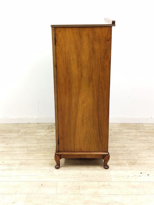 DIMINUTIVE ANTIQUE EDWARDIAN BOOKMATCHED BURR WALNUT TALLBOY WARDROBE - ADDITIONAL PHOTO 15