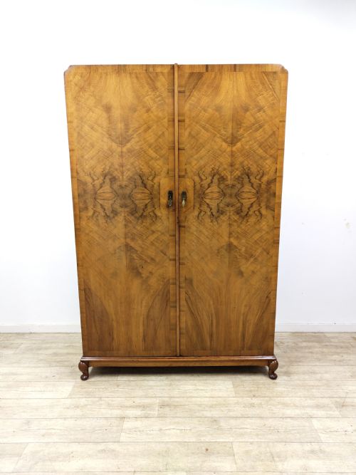 DIMINUTIVE ANTIQUE EDWARDIAN BOOKMATCHED BURR WALNUT TALLBOY WARDROBE - ADDITIONAL PHOTO 16