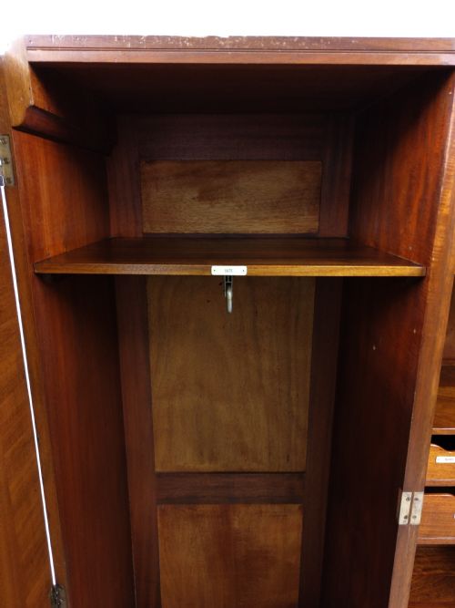 ANTIQUE ART DECO BOOKMATCHED BURR WALNUT DOUBLE WARDROBE COMPACTUM - ADDITIONAL PHOTO 12