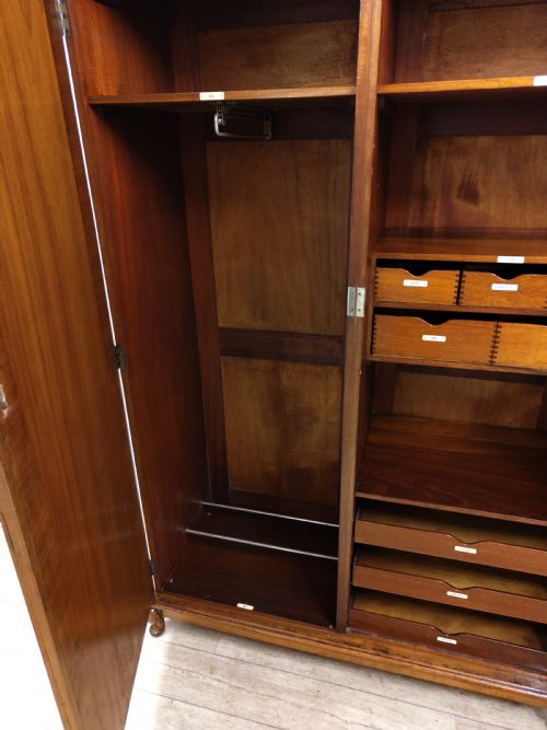 ANTIQUE ART DECO BOOKMATCHED BURR WALNUT DOUBLE WARDROBE COMPACTUM - ADDITIONAL PHOTO 13