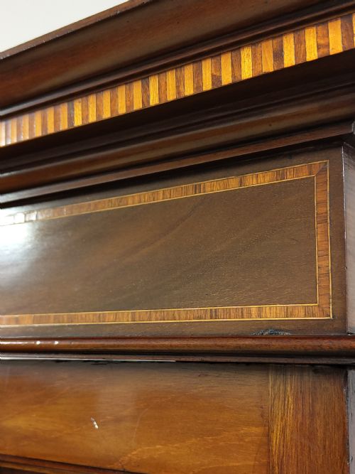 ANTIQUE EDWARDIAN INLAID MAHOGANY WALNUT LARGE SINGLE HALL WARDROBE ARMOIRE - ADDITIONAL PHOTO 3