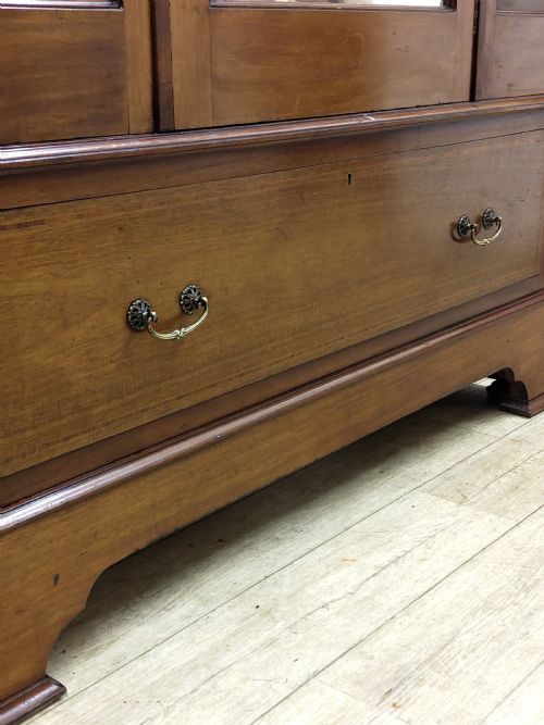 ANTIQUE EDWARDIAN INLAID MAHOGANY WALNUT LARGE SINGLE HALL WARDROBE ARMOIRE - ADDITIONAL PHOTO 11