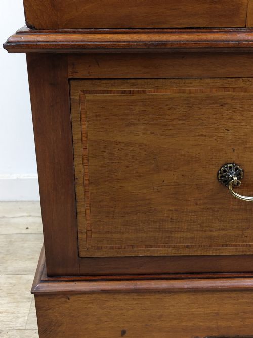 ANTIQUE EDWARDIAN INLAID MAHOGANY WALNUT LARGE SINGLE HALL WARDROBE ARMOIRE - ADDITIONAL PHOTO 12