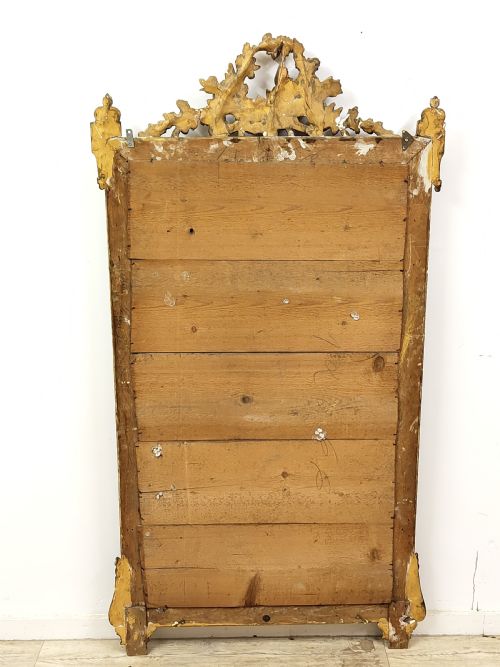 VERY LARGE DISTRESSED ANTIQUE PERIOD LOUIS XVI GILTWOOD GESSO MIRROR - ADDITIONAL PHOTO 4