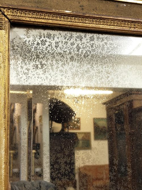VERY LARGE DISTRESSED ANTIQUE PERIOD LOUIS XVI GILTWOOD GESSO MIRROR - ADDITIONAL PHOTO 9