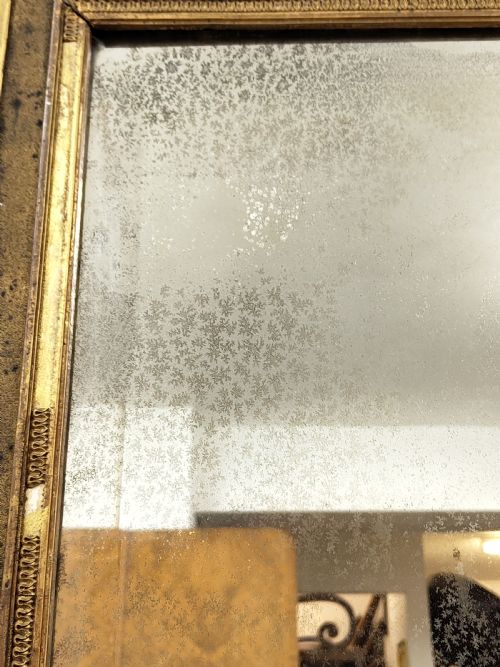 VERY LARGE DISTRESSED ANTIQUE PERIOD LOUIS XVI GILTWOOD GESSO MIRROR - ADDITIONAL PHOTO 10