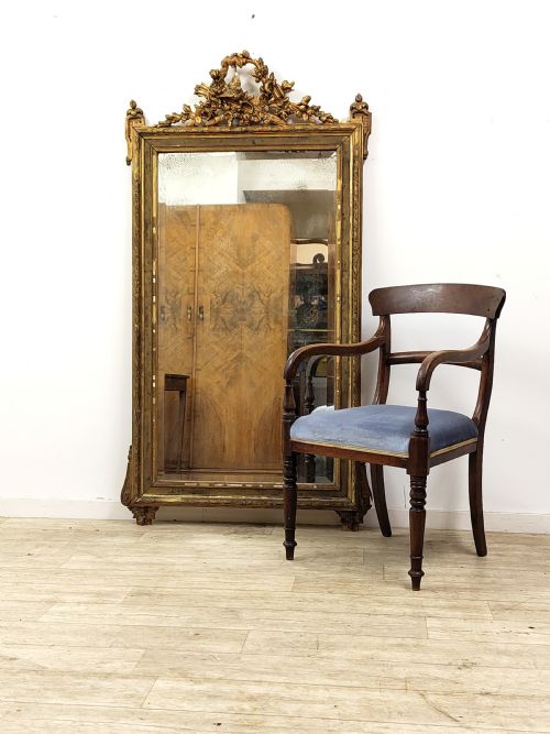 VERY LARGE DISTRESSED ANTIQUE PERIOD LOUIS XVI GILTWOOD GESSO MIRROR - ADDITIONAL PHOTO 11
