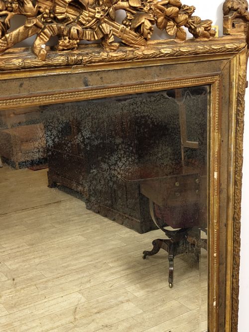 VERY LARGE DISTRESSED ANTIQUE PERIOD LOUIS XVI GILTWOOD GESSO MIRROR - ADDITIONAL PHOTO 13