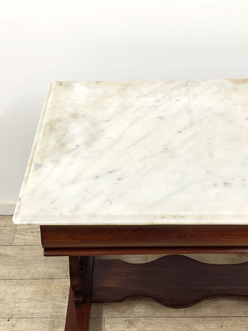 ANTIQUE VICTORIAN SOLID MAHOGANY MARBLE TOP WASHSTAND - ADDITIONAL PHOTO 1