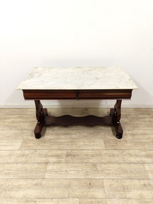 ANTIQUE VICTORIAN SOLID MAHOGANY MARBLE TOP WASHSTAND - ADDITIONAL PHOTO 4