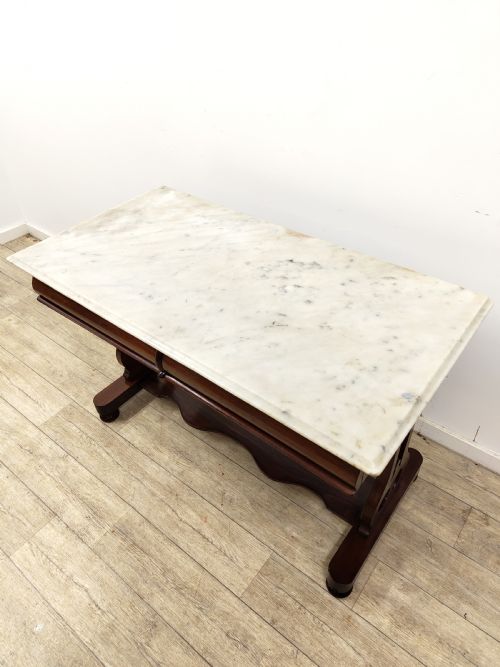 ANTIQUE VICTORIAN SOLID MAHOGANY MARBLE TOP WASHSTAND - ADDITIONAL PHOTO 5