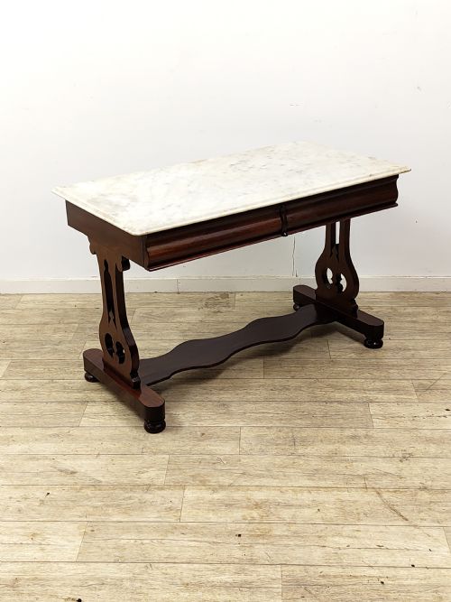 ANTIQUE VICTORIAN SOLID MAHOGANY MARBLE TOP WASHSTAND