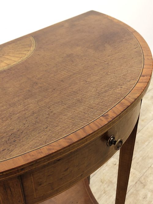 ANTIQUE GEORGIAN SHERATON PERIOD INLAID FIDDLEBACK MAHOGANY DEMI LINE SIDE TABLE - ADDITIONAL PHOTO 7