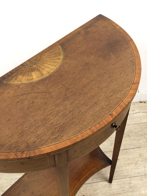 ANTIQUE GEORGIAN SHERATON PERIOD INLAID FIDDLEBACK MAHOGANY DEMI LINE SIDE TABLE - ADDITIONAL PHOTO 1