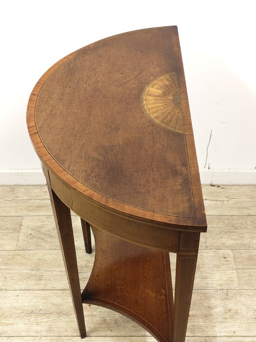 ANTIQUE GEORGIAN SHERATON PERIOD INLAID FIDDLEBACK MAHOGANY DEMI LINE SIDE TABLE - ADDITIONAL PHOTO 2
