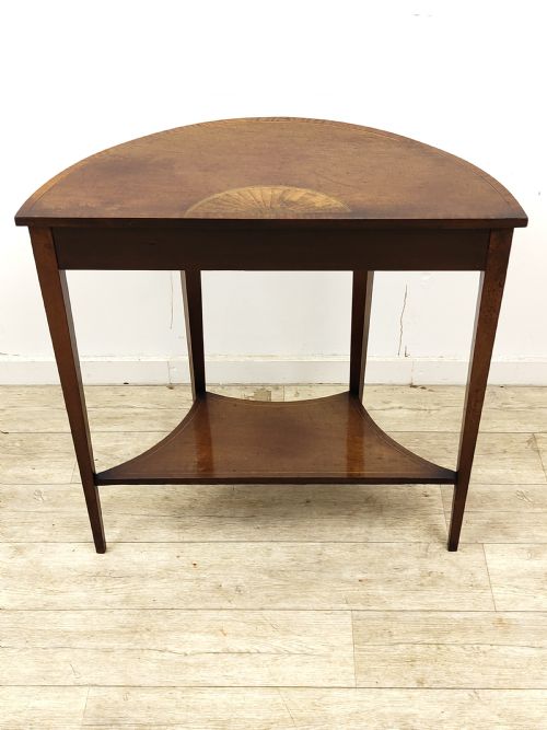 ANTIQUE GEORGIAN SHERATON PERIOD INLAID FIDDLEBACK MAHOGANY DEMI LINE SIDE TABLE - ADDITIONAL PHOTO 3