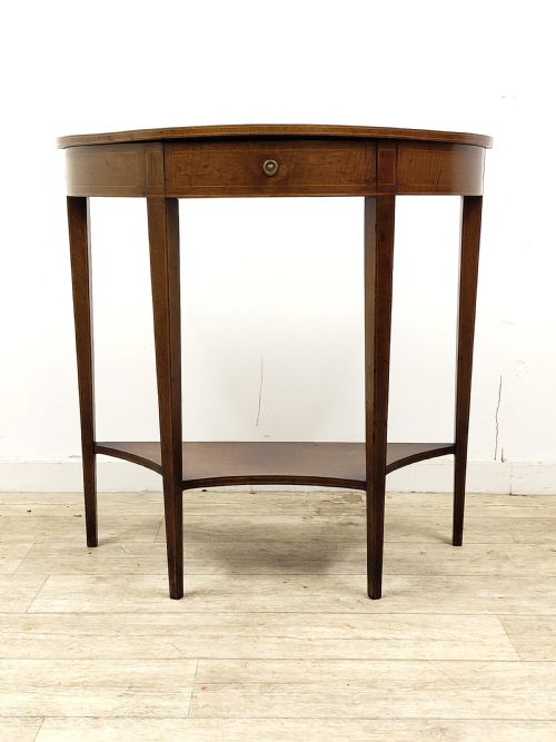 ANTIQUE GEORGIAN SHERATON PERIOD INLAID FIDDLEBACK MAHOGANY DEMI LINE SIDE TABLE - ADDITIONAL PHOTO 6