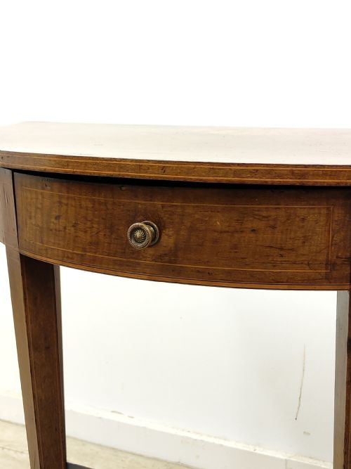 ANTIQUE GEORGIAN SHERATON PERIOD INLAID FIDDLEBACK MAHOGANY DEMI LINE SIDE TABLE - ADDITIONAL PHOTO 14