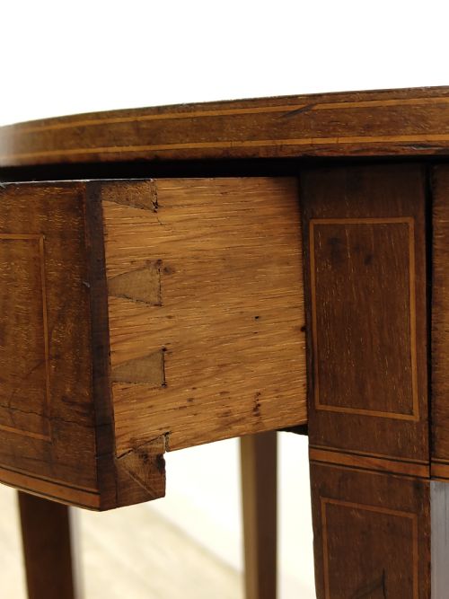 ANTIQUE GEORGIAN SHERATON PERIOD INLAID FIDDLEBACK MAHOGANY DEMI LINE SIDE TABLE - ADDITIONAL PHOTO 15