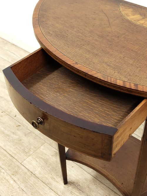 ANTIQUE GEORGIAN SHERATON PERIOD INLAID FIDDLEBACK MAHOGANY DEMI LINE SIDE TABLE - ADDITIONAL PHOTO 16