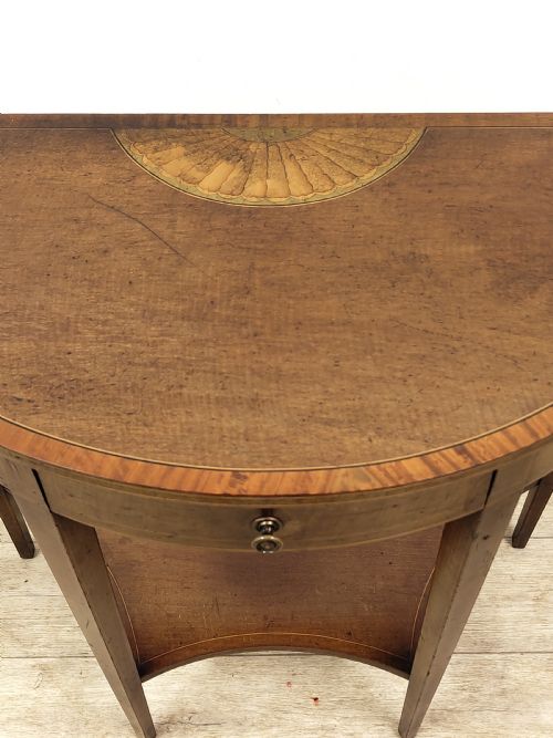 ANTIQUE GEORGIAN SHERATON PERIOD INLAID FIDDLEBACK MAHOGANY DEMI LINE SIDE TABLE - ADDITIONAL PHOTO 17