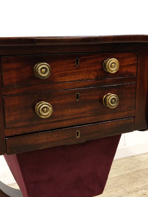 ANTIQUE REGENCY FLAME MAHOGANY SEWING WORK TABLE - ADDITIONAL PHOTO 9