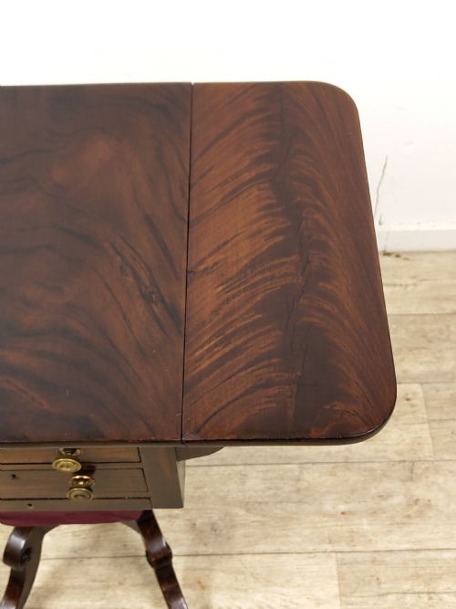 ANTIQUE REGENCY FLAME MAHOGANY SEWING WORK TABLE - ADDITIONAL PHOTO 3
